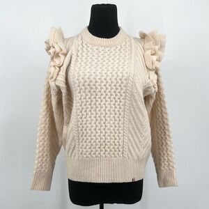 Clare V. x DEMYLEE’s size small Cream Color Wool knit ruffle sweater Nora Sweate